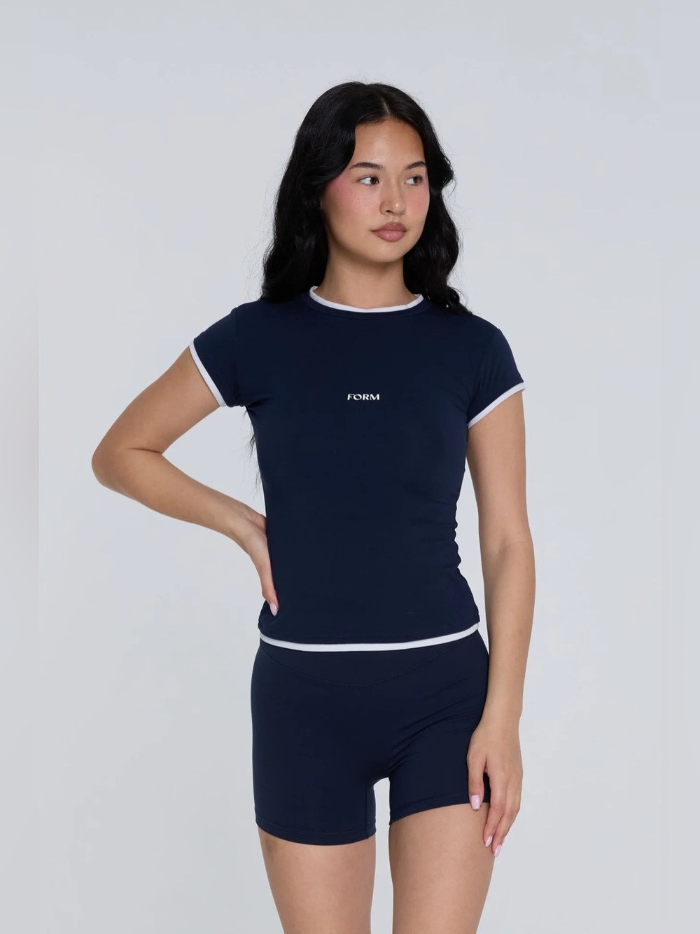 FORM Navy Ringer Tee & Shorts Set - Picture 2 of 3
